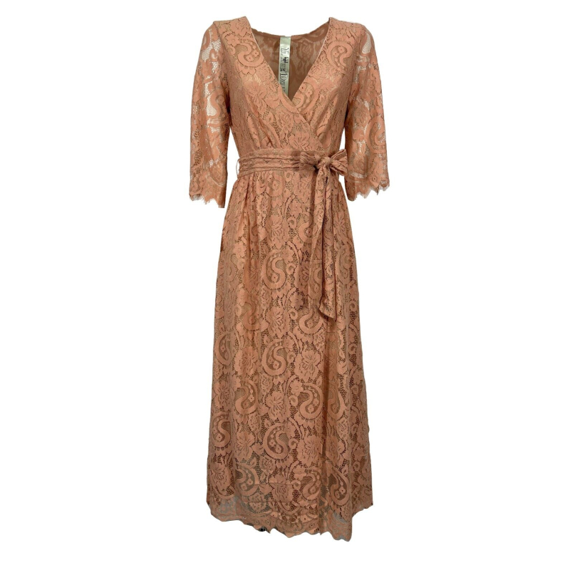 Women's long lace dress IL THE DELLE 5 apricot 3/4 sleeve MIRYAM 28 with belt