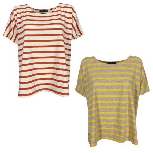 NEIRAMI women's striped t-shirt T559ST-N/S2 94% cotton 6% elastane MADE IN ITALY