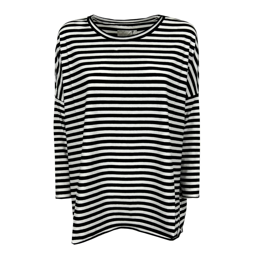 LABO.ART women's white/black striped crew neck t-shirt ATA JERSEY STRIPED MADE IN ITALY