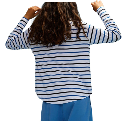 SEMICOUTURE t-shirt donna rigata bianco/nero/azzurro Y3SJ24 AMABELLE MADE IN ITALY