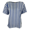 SEMICOUTURE women's white/light blue striped blouse Y3SK21 NOEL MADE IN ITALY