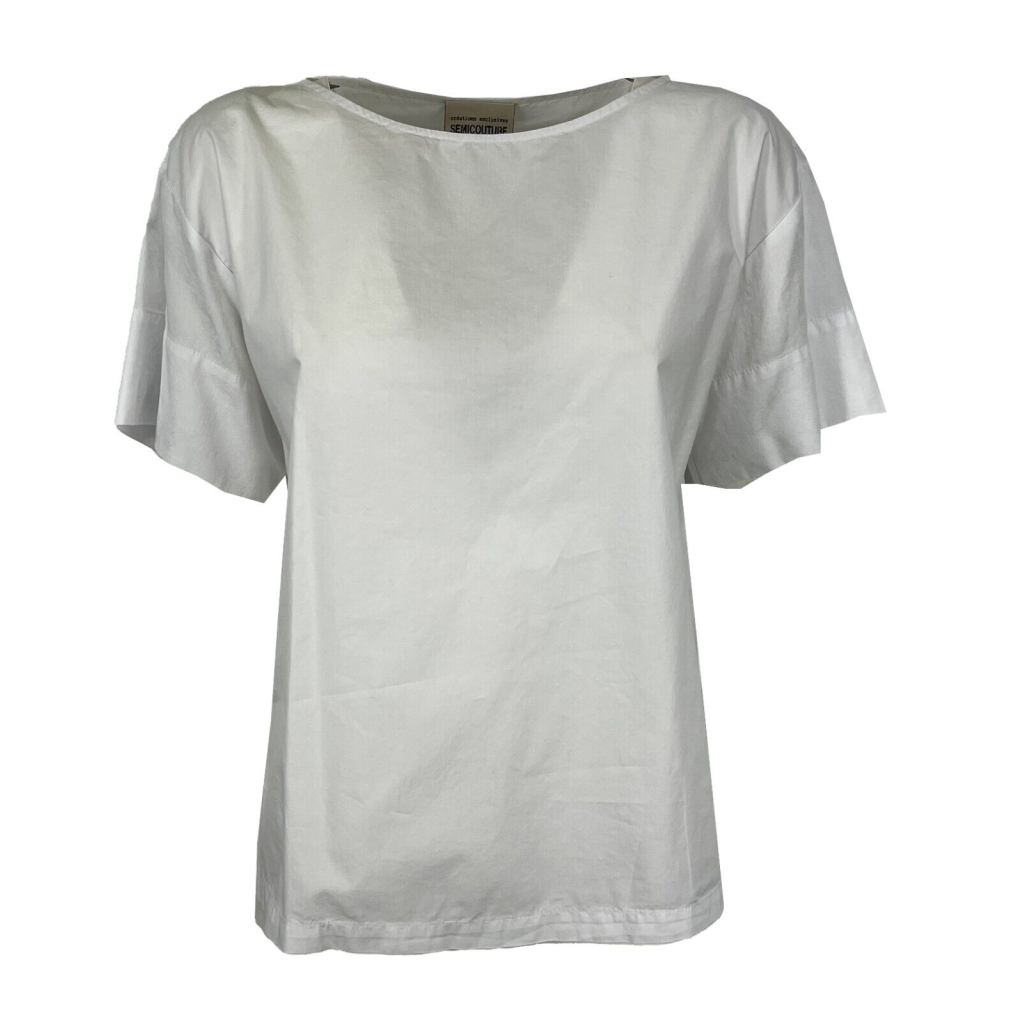 SEMICOUTURE white woman blouse Y3SK03 NOEL 100% cotton MADE IN ITALY