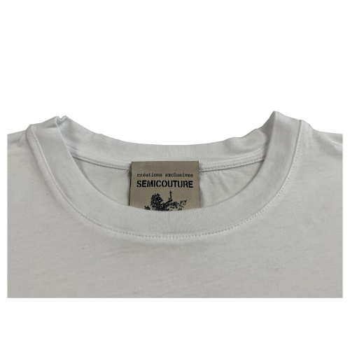 SEMICOUTURE women's white crew-neck t-shirt Y3SJ11 XENA 100% cotton MADE IN ITALY