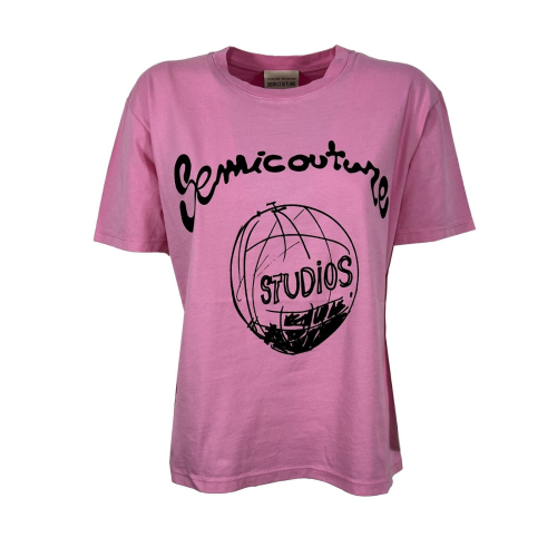 SEMICOUTURE women's t-shirt with black print Y3SJ14 SERENITY 100% cotton MADE IN ITALY