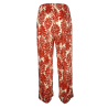 LIVIANA CONTI women's cropped trousers in cream/orange patterned cotton satin F3SU83 MADE IN ITALY