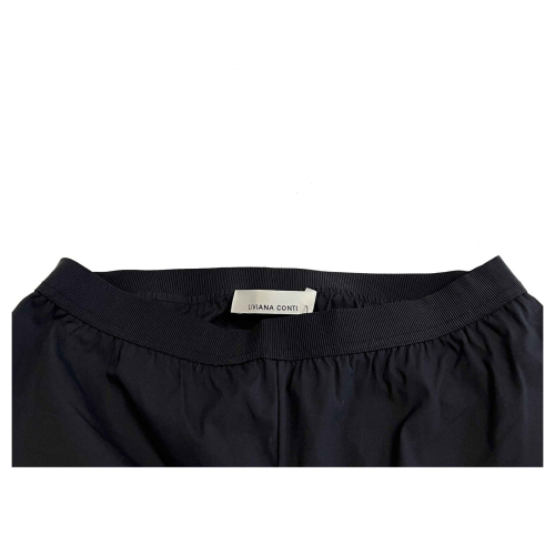 LIVIANA CONTI women's black trousers light cotton leggings F3SK81 MADE IN ITALY
