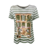 LEO & UGO t-shirt donna bianca stampa verde/arancio TEJ222 DAISY