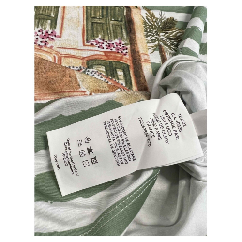 LEO & UGO t-shirt donna bianca stampa verde/arancio TEJ222 DAISY
