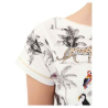 LEO & UGO t-shirt donna bianca stampa foresta con applicazioni strass TEJ223 CANDICE