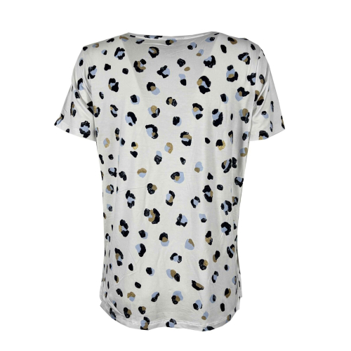 LEO & UGO t-shirt donna bianca stampa blu/cielo/oro TEJ228 DAISY