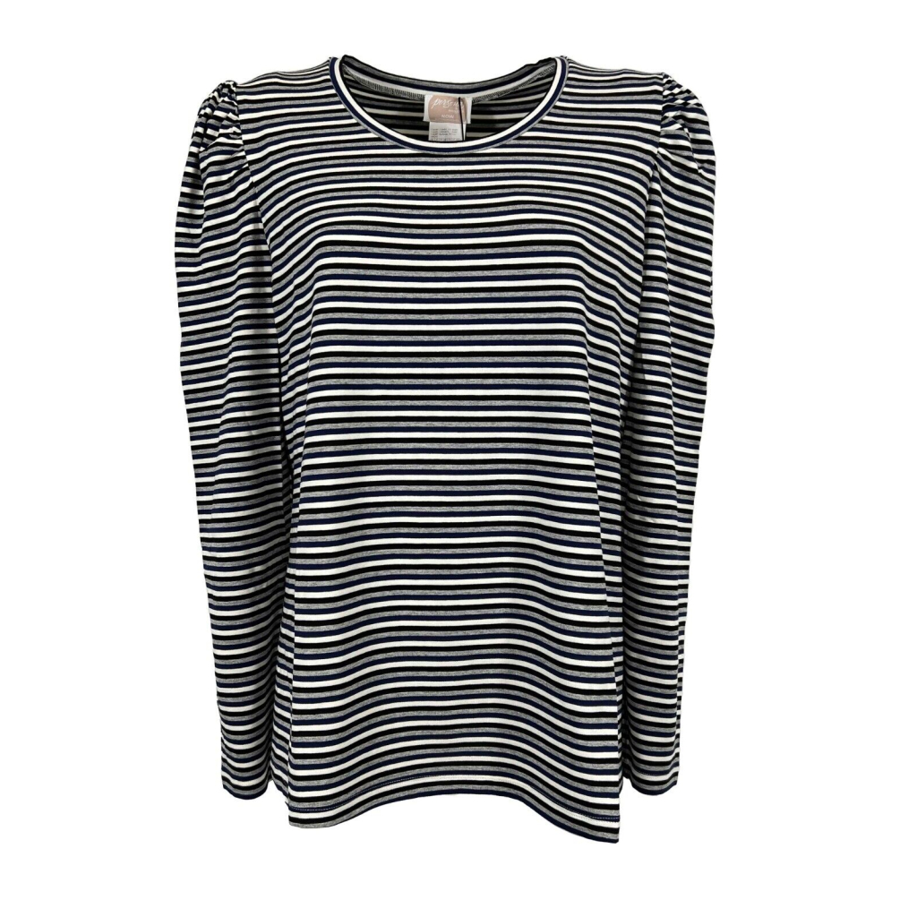 PERSONA By Marina Rinaldi linea N.O.W t-shirt donna righe nero/blu/bianco/grigio 23.7973082 VANDA