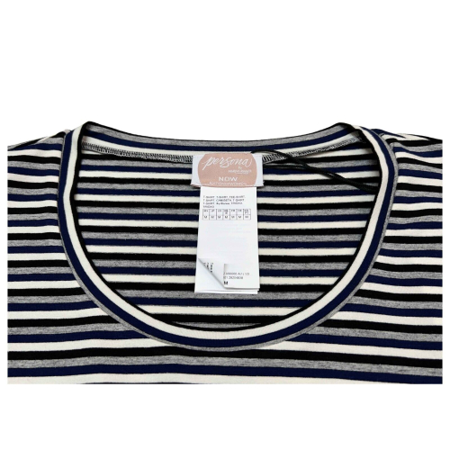 PERSONA By Marina Rinaldi linea N.O.W t-shirt donna righe nero/blu/bianco/grigio 23.7973082 VANDA