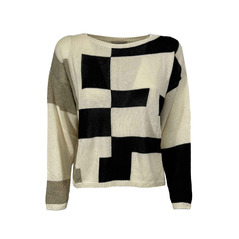 HUMILITY 1949 ecru/black/mud women's sweater HD-PU-RYZO MADE IN ITALY