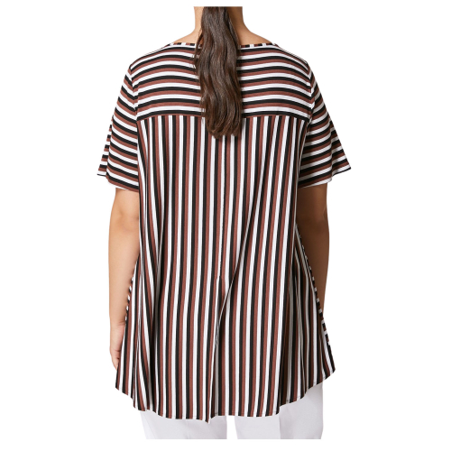 PERSONA by Marina Rinaldi linea N.O.W t-shirt a righe nero/marrone/panna 31.7972133 VAMPA