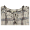 LA FEE MARABOUTEE women's blouse ecru blue/camel check FE-TO-RUNE-S MADE IN ITALY