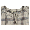 LA FEE MARABOUTEE women's blouse ecru blue/camel check FE-TO-RUNE-S MADE IN ITALY