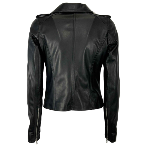 SOMETHING SPECIAL COLLECTION black leather jacket pink lining KIODO MADE IN ITALY