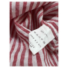 MARRIN MEN'S LINEN WHITE/RED STRIPED POLO SHIRT 4 BUTTONS LB110 T4123
