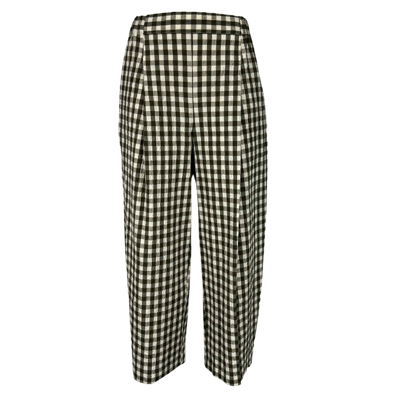 NEIRAMI women's white/military checked trousers mod egg with pences P746SA MADE IN ITALY