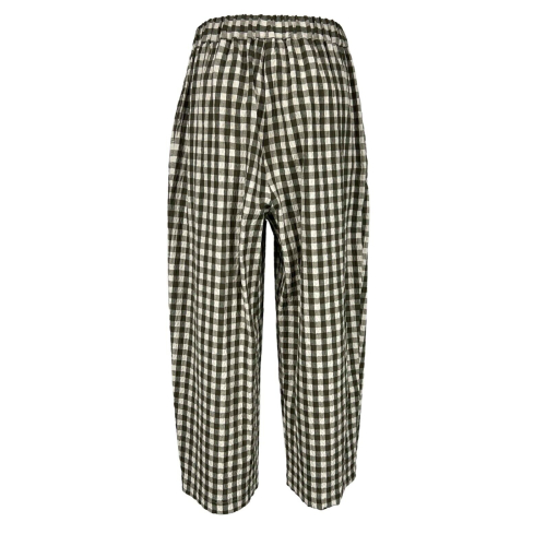 NEIRAMI women's white/military checked trousers mod egg with pences P746SA MADE IN ITALY