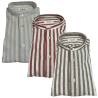 MASTRICAMICIAI men's regular slim striped shirt FR049-ML 55% cotton 45% linen