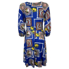 IL THE DELLE 5 bluette/multicolor flared woman dress BALU 14S7 MAJOLIC BLUE MADE IN ITALY