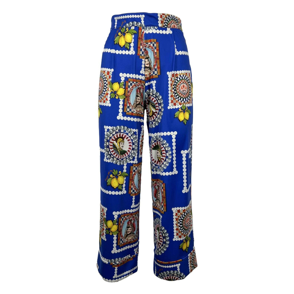 IL THE DELLE 5 women's patterned crop trousers MAJOLIC cornflower blue/multicolor DONALD 14ST MADE IN ITALY