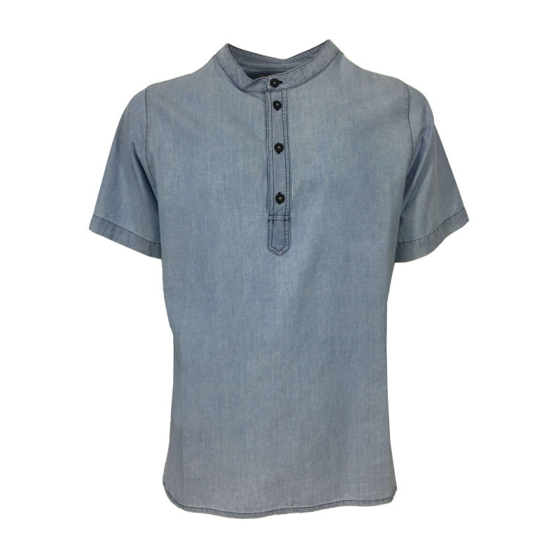 MADSON by BottegaChilometriZero camicia uomo chambray celeste  DU22317 GURU OLD AMERICA MADE IN ITALY