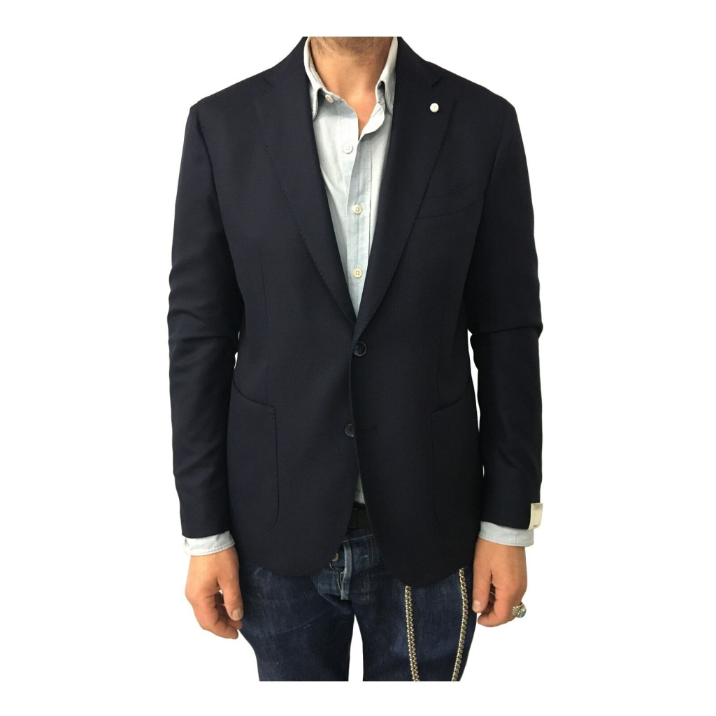 LUIGI BIANCHI MANTOVA giacca uomo blu mod 2560 TRAVELLING JACKET 100% lana