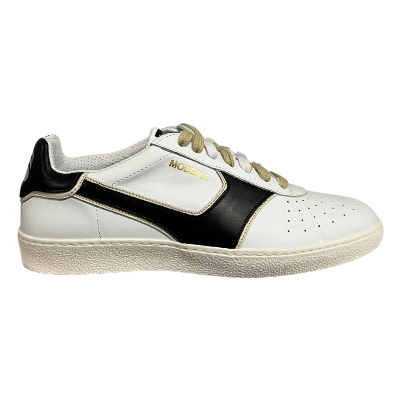 PANTOFOLA D'ORO white/black leather man shoe MODENA CYL1SU 100% leather MADE IN ITALY