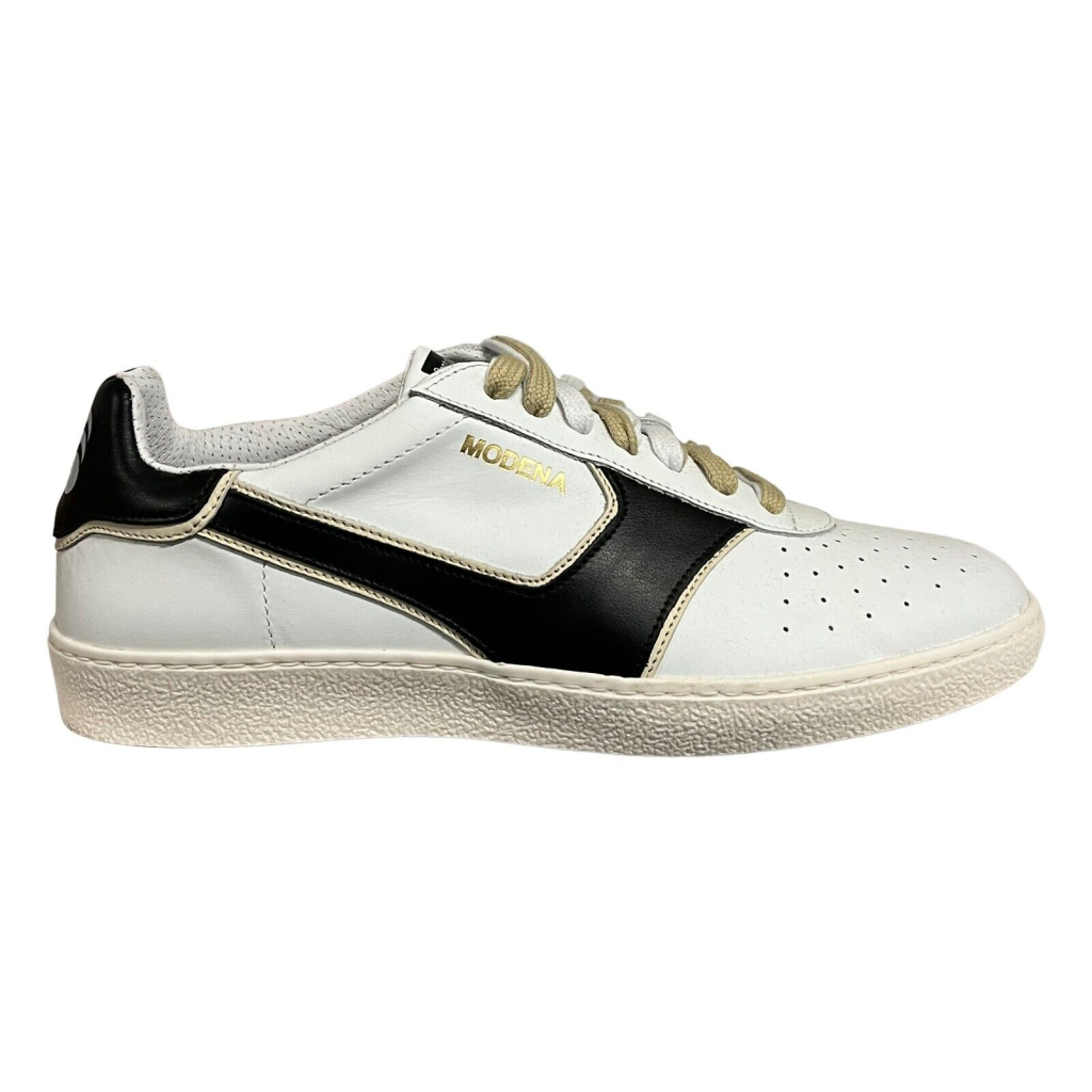 PANTOFOLA D’ORO scarpa uomo pelle bianco/nero MODENA CYL1SU 100% pelle MADE IN ITALY