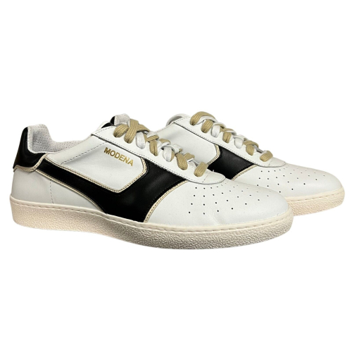 PANTOFOLA D'ORO white/black leather man shoe MODENA CYL1SU 100% leather MADE IN ITALY