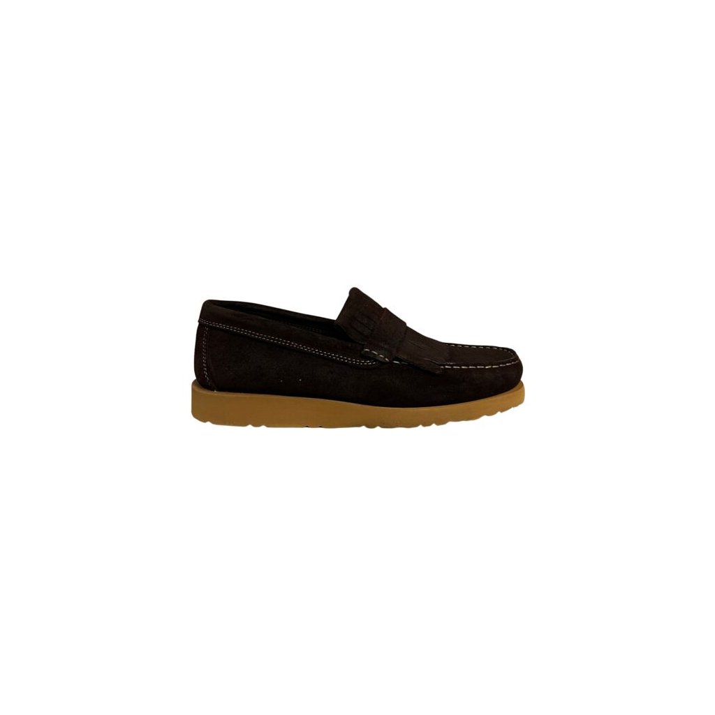 ICON LAB Men's shoe 2100 slip on with fringe 100% greased suede burnt color MADE IN ITALY