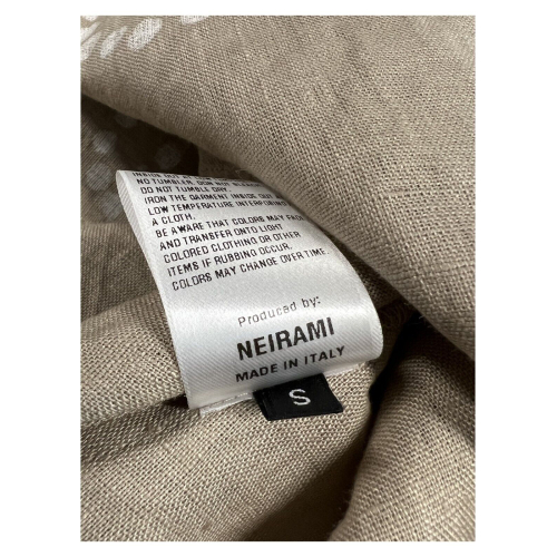 NEIRAMI beige flared sleeveless woman dress D729LA 100% linen MADE IN ITALY
