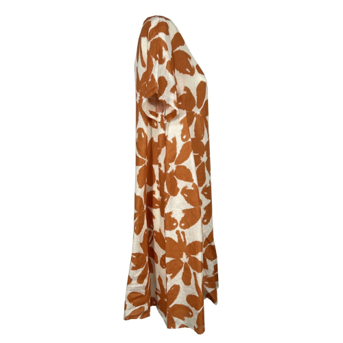NEIRAMI flared patterned linen woman dress D730LF 100% linen MADE IN ITALY