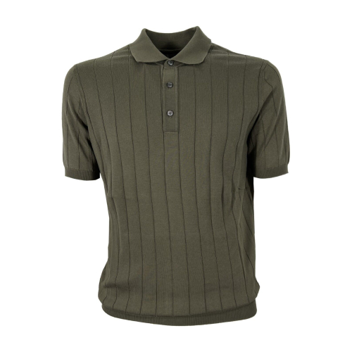 FERRANTE men's green polo shirt with border R18605 100% cotton MADE IN ITALY