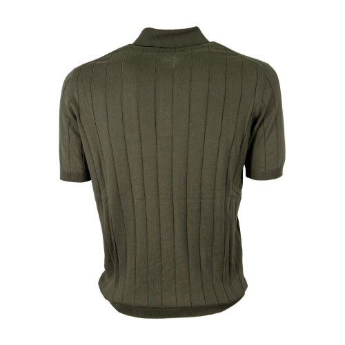 FERRANTE men's green polo shirt with border R18605 100% cotton MADE IN ITALY