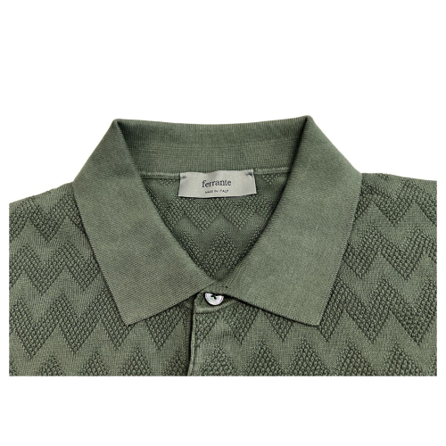 FERRANTE men's polo shirt with green border U28605 100% cotton MADE IN ITALY