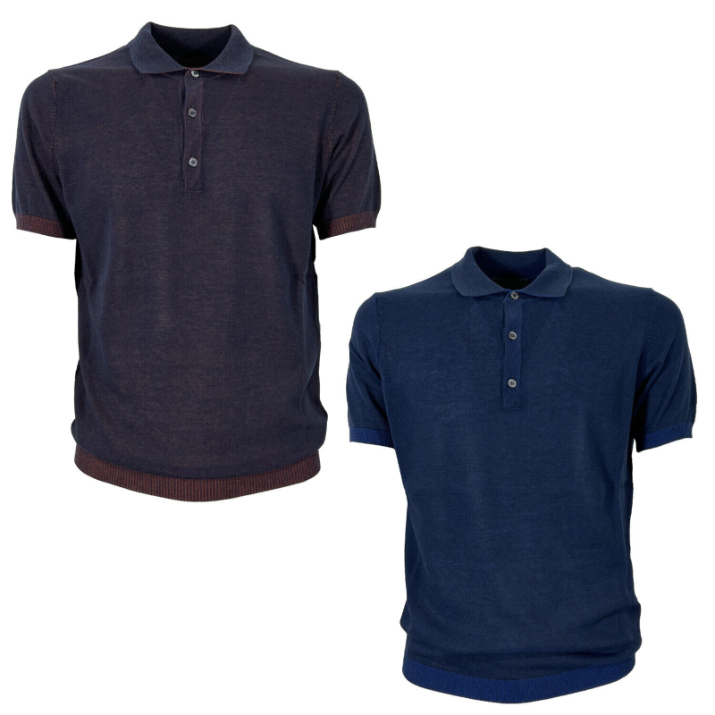 FERRANTE men's polo shirt with mélange edge U29602 100% cotton MADE IN ITALY