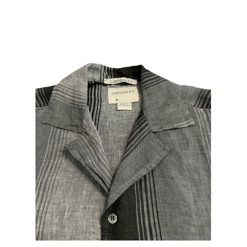 CROSSLEY grey/black men's shirt regular slim JOLING 100% linen MADE IN ITALY