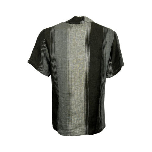 CROSSLEY camicia uomo grigio/nero regular slim JOLING 100% lino MADE IN ITALY