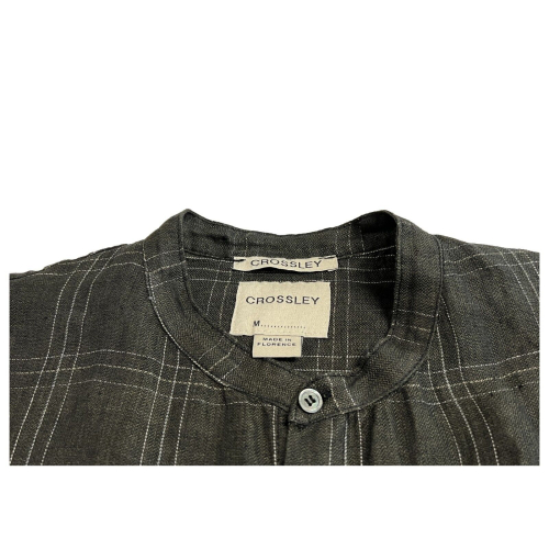 CROSSLEY men's anthracite/green checked shirt JOINRWP 100% linen MADE IN ITALY