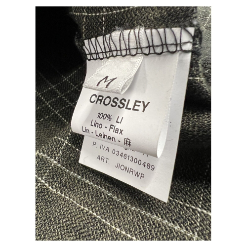 CROSSLEY men's anthracite/green checked shirt JOINRWP 100% linen MADE IN ITALY