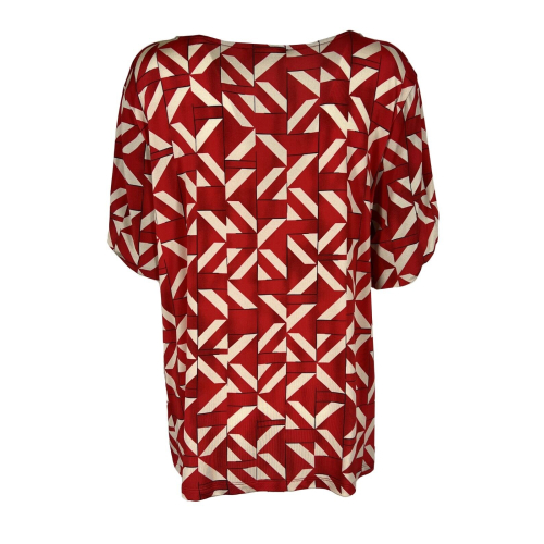 CORTE DEI GONZAGA GOLD red/beige/black geometric patterned sweater 2201 1C4980 E2031 MADE IN ITALY