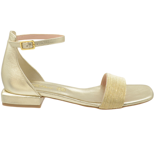 S.PIERO Square woman sandal in platinum leather with square heel E35-002