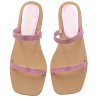 S.PIERO Women's square sandal in pink leather with rhinestones E14-022