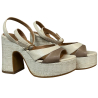 UPPER CLASS women's sandal in cream/taupe leather art 100 100% leather MADE IN ITALY