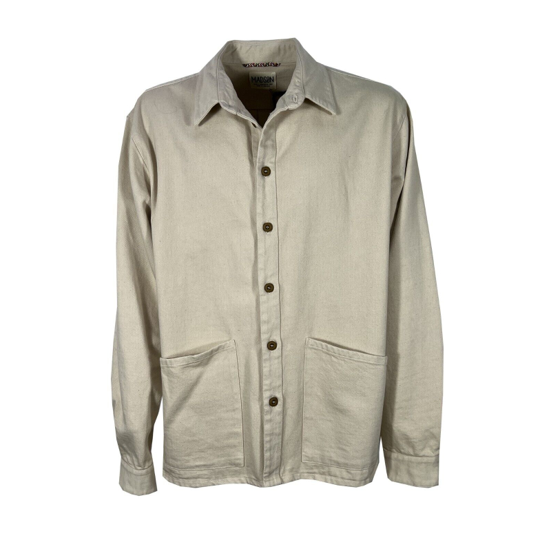 MADSON by BottegaChilometriZero giacca camicia uomo bull color panna DU22706 100% cotone MADE IN ITALY