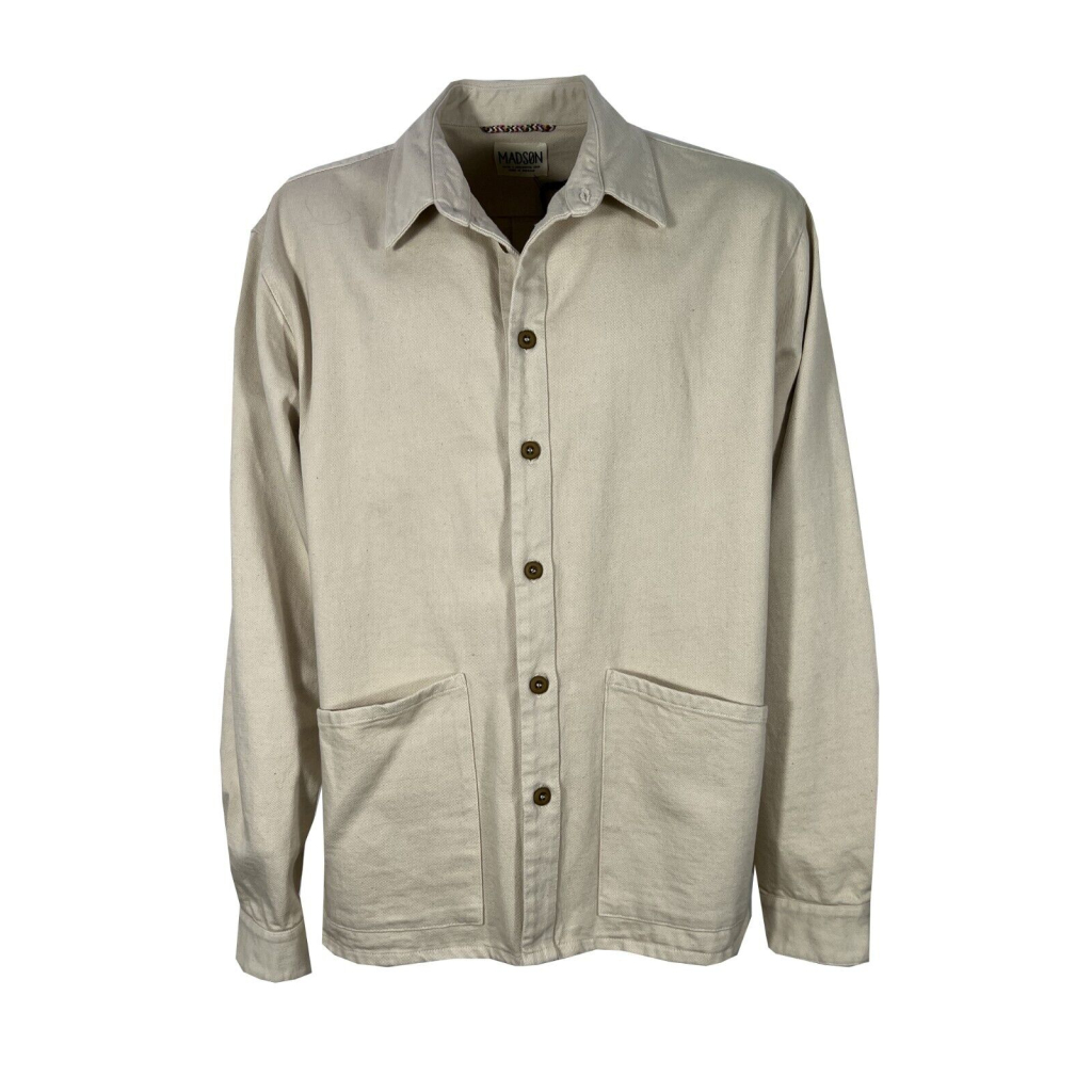 MADSON by BottegaChilometriZero giacca camicia uomo bull color panna DU22706 100% cotone MADE IN ITALY