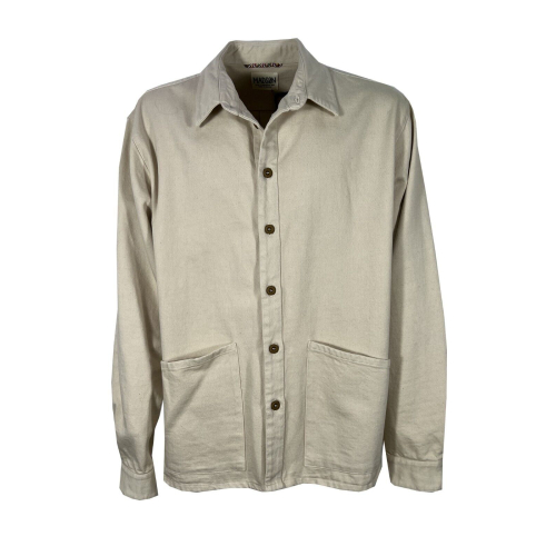MADSON by BottegaChilometriZero giacca camicia uomo bull color panna DU22706 100% cotone MADE IN ITALY